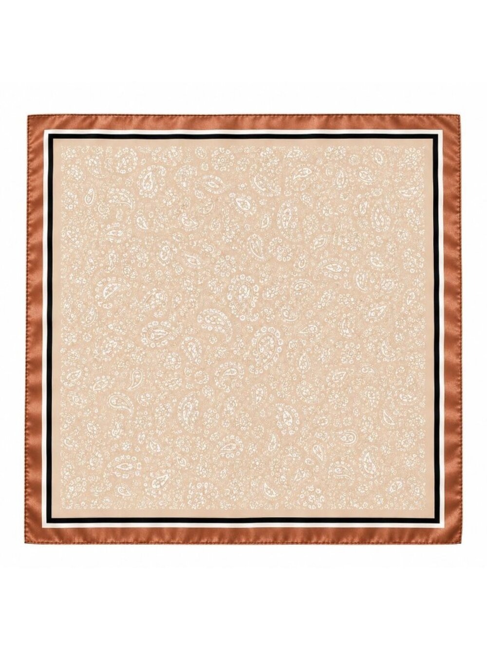 Creamy Tan Paisley Satin Scarf 35x35 Square Scarf Western Cowgirl